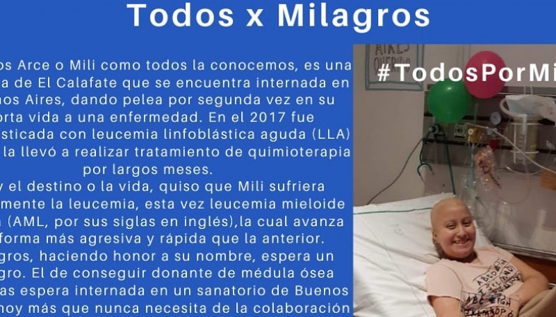 La campaña solidaria para ayudar con fondos a Milagros que lleva un tratamiento en Buenos Aires.