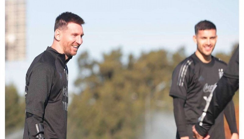 Messi en los entrenamientos de la selección. 