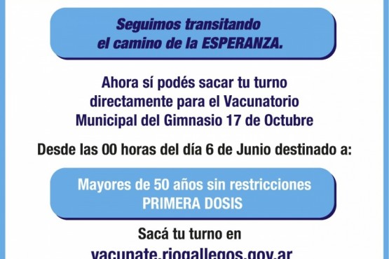 Río Gallegos habilita su propio sistema de turnos para el Vacunatorio Municipal