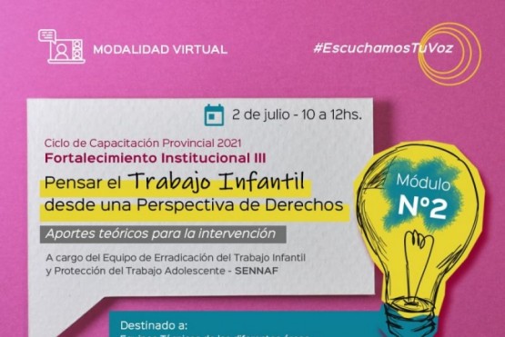 Inician segunda capacitación para  “Pensar el Trabajo Infantil