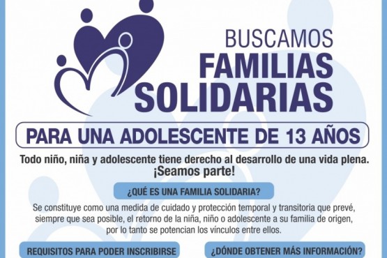 Se busca “familia solidaria” para adolescente de 13 años