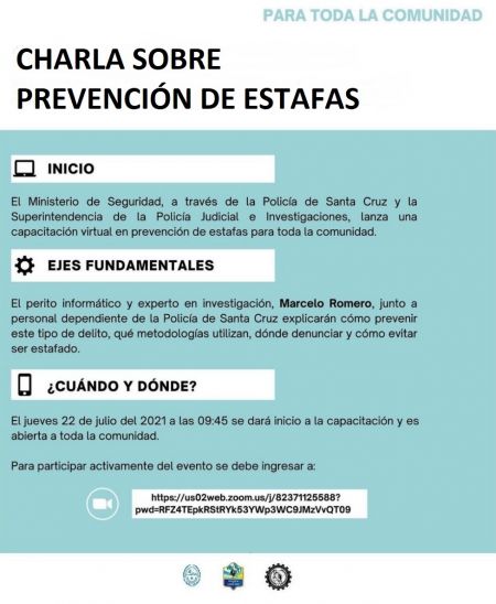 Brindaran charla sobre prevención de estafas para toda la comunidad