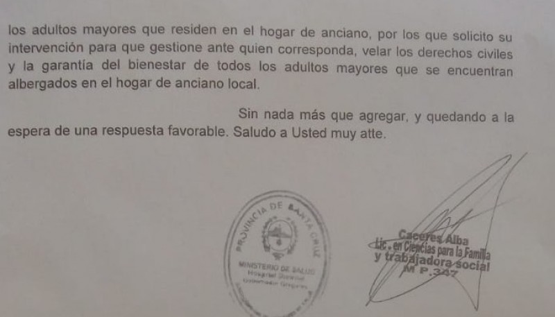 Extracto del informe enviado a la Defensora Oficial.