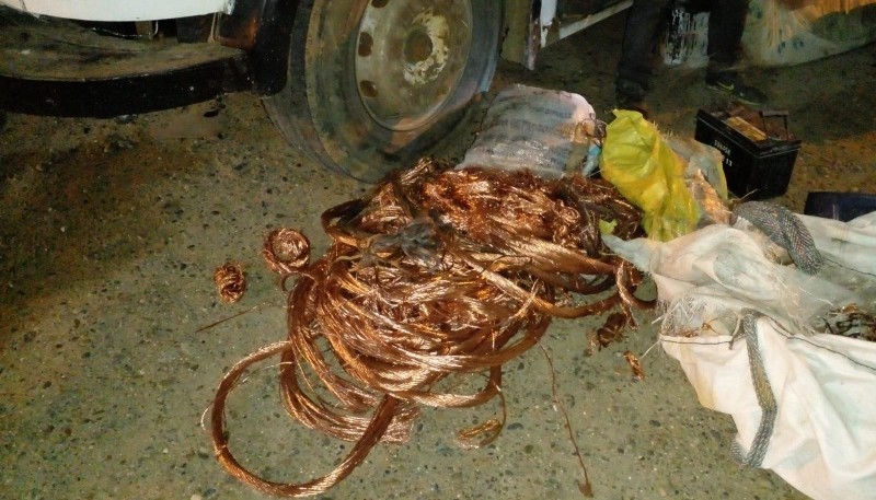 Alguno de los rollos de cobre secuestrados en Ramón Santos.