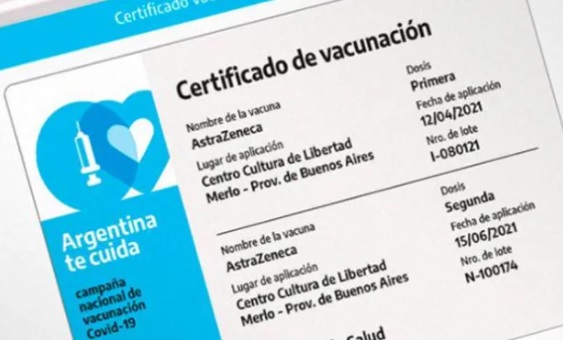 Certificado de vacunación.