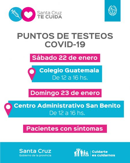 Conocé los puntos de testeos y vacunación en Río Gallegos