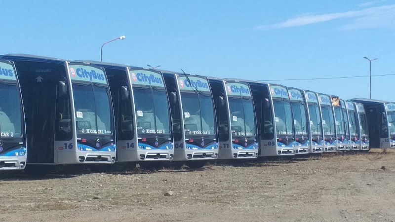 Foto: Los colectivos en Río Gallegos. 