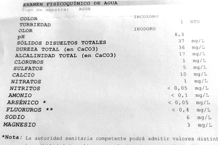 Análisis efectuado por el laboratorio de La Pampa. 