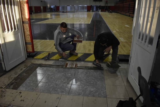 Trabajos en el gimnasio.