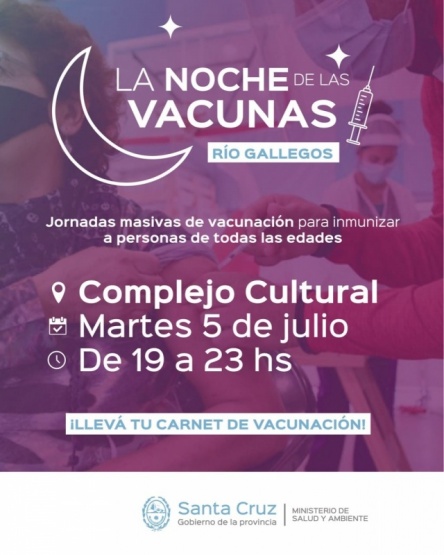 Vuelve la Noche de las vacunas a Río Gallegos