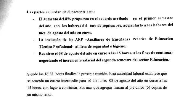 El 8 de agosto las partes volverán a reunirse. 