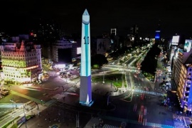 El Obelisco se tiñó de Albiceleste en la previa del debut de Argentina