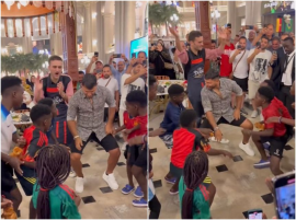El Kun Agüero bailó con niños ugandeses en las calles de Qatar