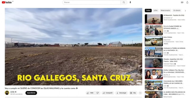 Mauro Albarracín, conocido como “Lesa”, subió a su canal de YouTube la previa de lo que fue su viaje a las Islas Malvinas.