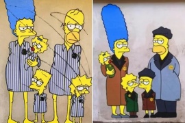 Italia: atacaron un mural de Los Simpson sobre el Holocausto