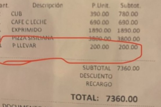 Pidió llevarse las sobras de la pizza, quisieron cobrarle y casi se agarra a trompadas