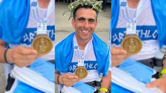 El “zurdo” Sergio Robles fue el primer santacruceño en competir en la mítica ultramaratón de Grecia. 