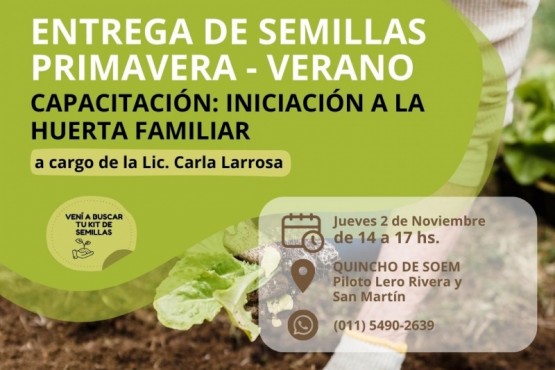 Promoviendo la soberanía alimentaria: se realizará entrega de semillas y capacitaciones