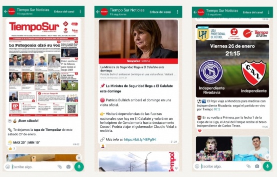 TiempoSur ya tiene su Canal de Noticias en WhatsApp