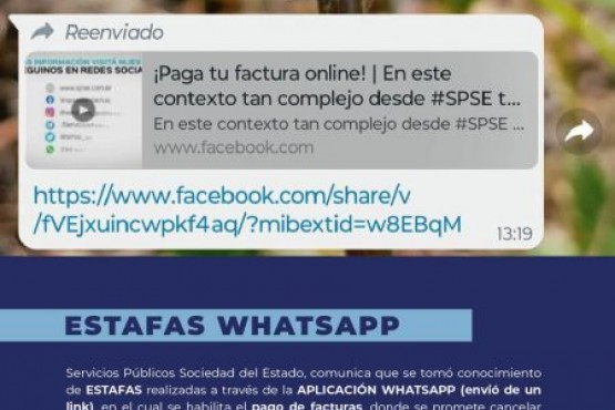 Servicios Públicos advierte sobre estafas por WhatsApp