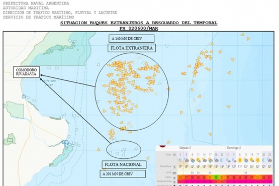 Más de 250 buques chinos se refugiarán en el Golfo San Jorge