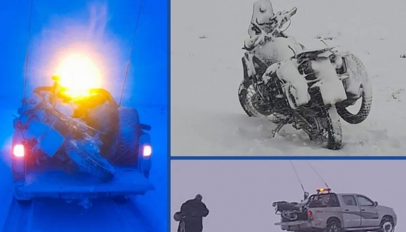 Rescataron a un motociclista en medio de la tormenta de nieve