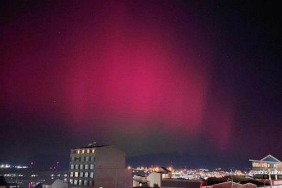 La Aurora Boreal que se registró en Ushuaia. Crédito: @pablo_ushuaia (instagram)