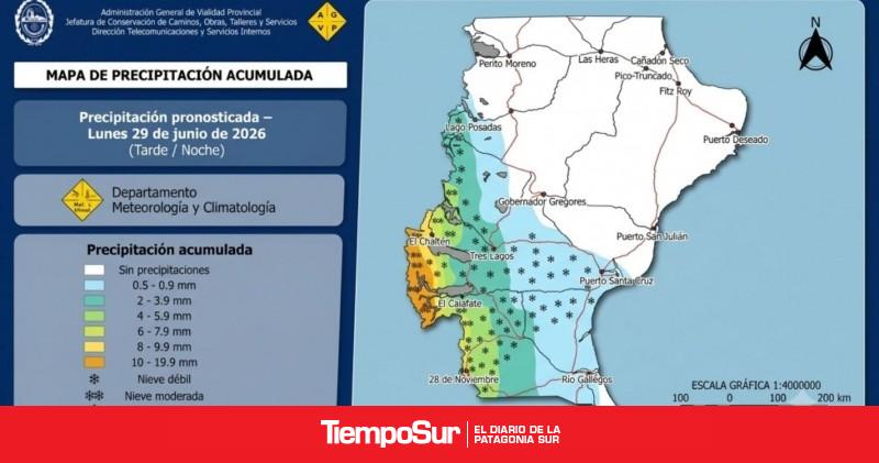 Se esperan lluvias y fuertes nevadas en Santa Cruz