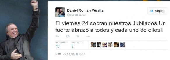  El gobernador Daniel Peralta utiliza su twitter para diversos anuncios.