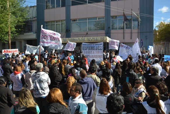 La manifestación de la CTA-A Santa Cruz frente a la CSS. (Foto C.R.)