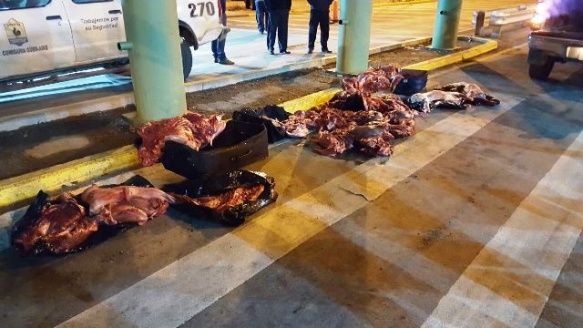 Carne secuestrada en la noche del lunes. 