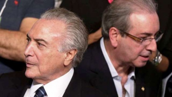 El presidente Michel Temer junto al ex titular de Diputados, Eduardo Cunha, actualmente preso por el Lava Jato. (REUTERS/Ueslei Marcelino/File photo)