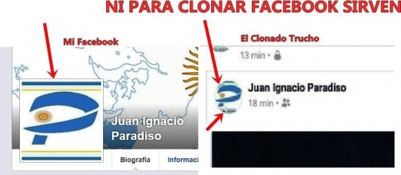 Juan Ingacio Paradiso expuso que se clonó su cuenta de Facebook